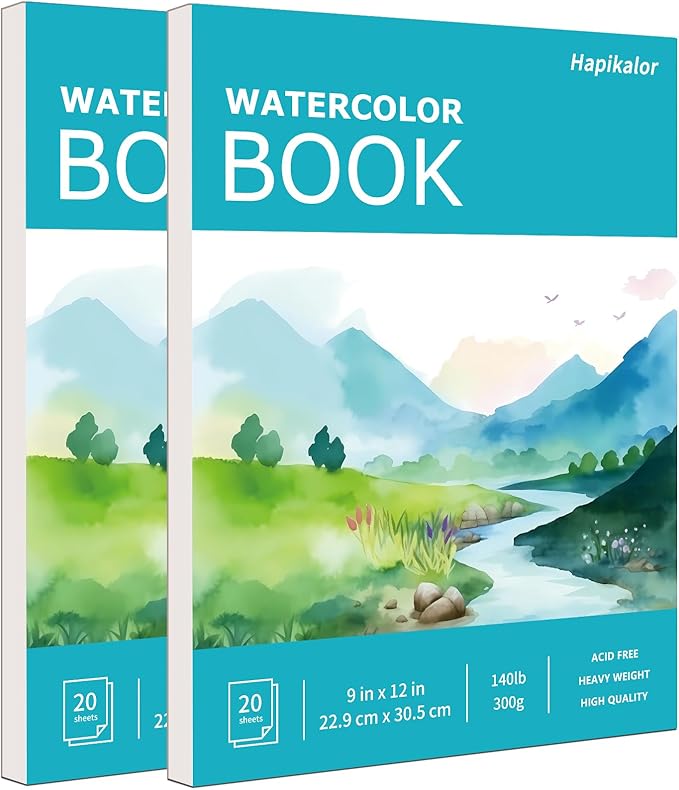 Hapikalor 2-Pack 9"x12"Watercolor Paper Pad, Bulk School Supplies by Hapikalor