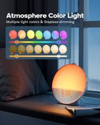 sunrise alarm clock for heavy sleepers, wake up, side view