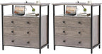 Edbuosy 3 Wooden Drawers Nightstand, 27 Inch Wide Night Stand Set 2 by Edbuosy