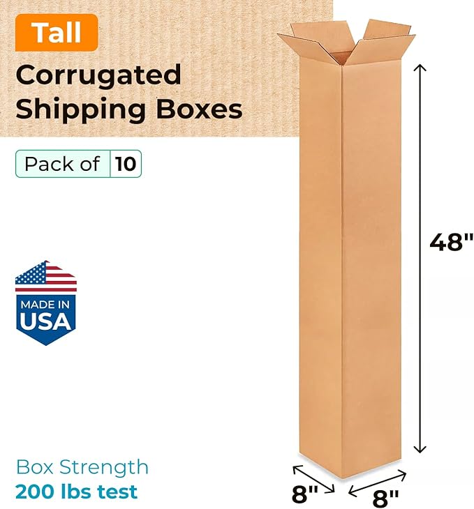 Tall Moving & Shipping Boxes 8x8x48 inches - Image 2