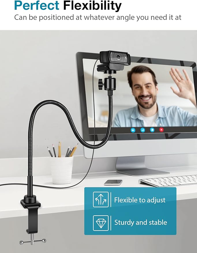 InnoGear Webcam Stand with Phone Mount, Desk Camera Arm Stands Gooseneck - Image 4