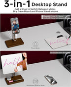 YEOUX Premium Desktop Glass Mirror, Dry Erase Board & Magnetic Phone Stand - Image 2