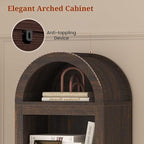 UPOSOJA 76" Tall Narrow Arched Bookcase, 7-Teir Mid-Century Modern Bookshelf - Image 4