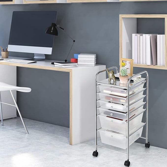 Giantex 6 Storage Drawer Cart Rolling Organizer Cart - Image 2