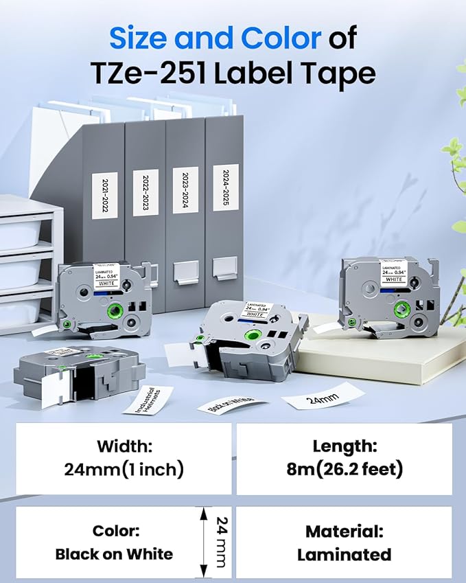 TZe-251 24mm 0.94 Laminated White Tape Replace - Image 3