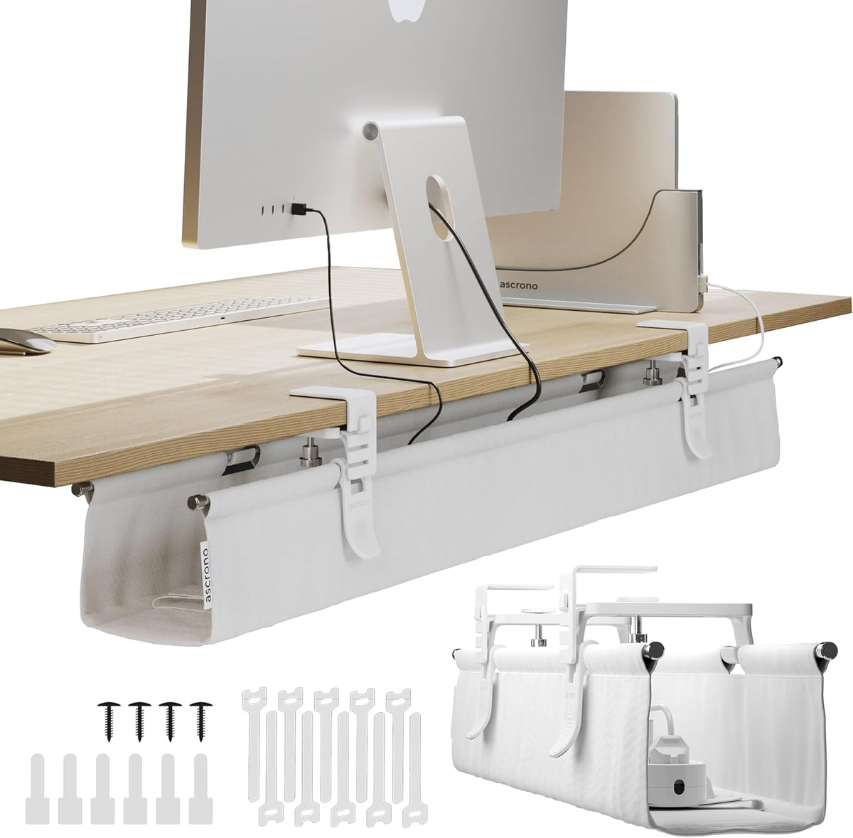 Ascrono Original No Drill Under Desk Cable Management Tray 40.6"