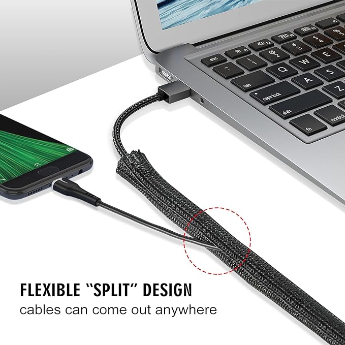 Moxita 10ft - 1/2 inch Cord Protector Cable Sleeve Split Wire Loom Tubing - Image 3