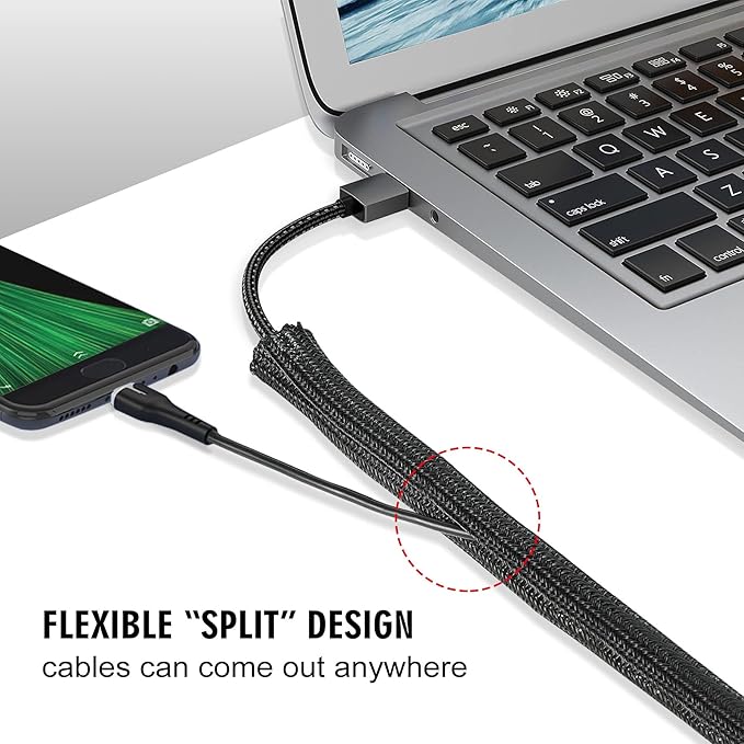 Moxita 25ft - 1/2 inch Cord Protector Cable Sleeve Split Wire Loom Tubing - Image 3