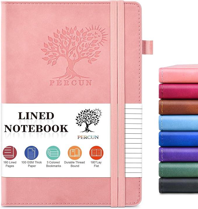 PERCUN Lined Journal Notebook for Men & Women, 160 Pages College Ruled Journal by PERCUN