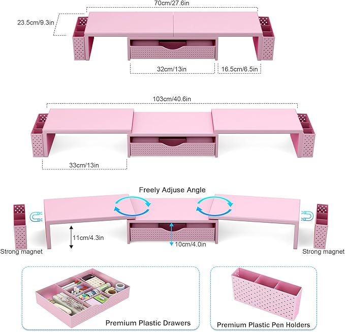 Spacrea Metal Desk Organizers and Accessories, Dual Monitor Stand Riser - Image 5