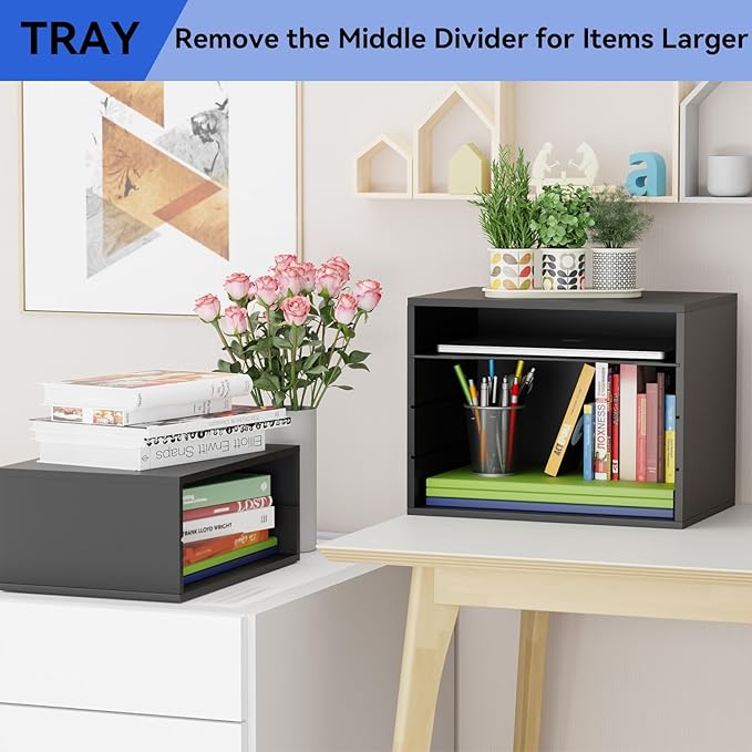 GDINDINFAN Wood Desktop Letter Tray File Organizer, Paper Storage Mail Sorter - Image 7
