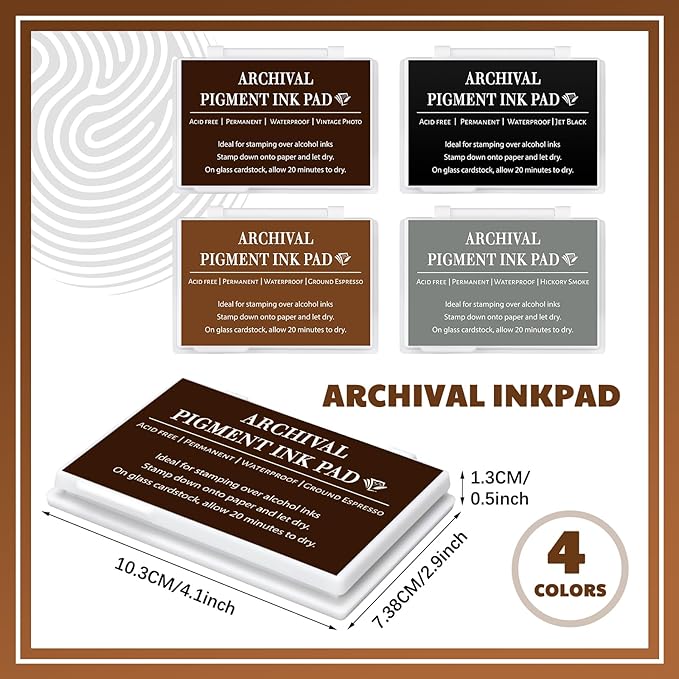 MotiMind 4 Pcs 4 Colors Archival Pigment Waterproof Ink Pad - Image 2