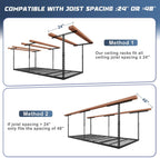 4x8ft overhead garage storage rack 750lbs capacity, 26"-40", package contents