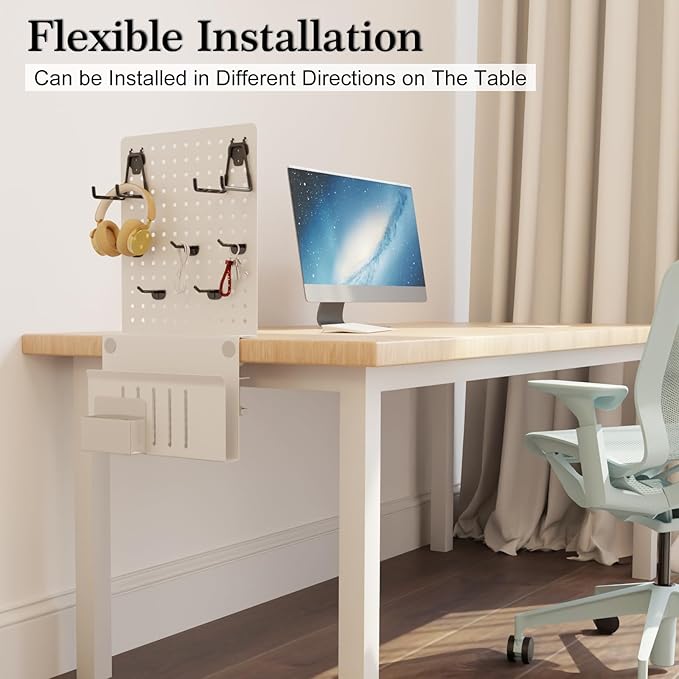Henitol Clamp-on Desk Pegboard, Desk Side Storage, Steel Privacy Panel - Image 5