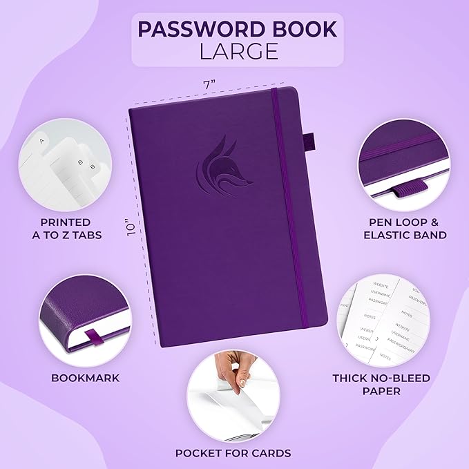 Clever Fox Password Book with alphabetical tabs. Internet Address Organizer - Image 2