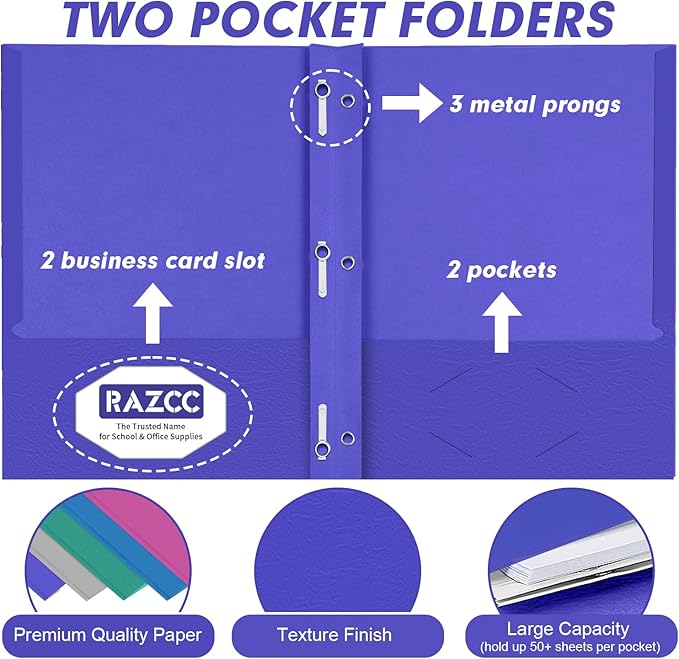 Two Pocket Folders, RAZCC 100 Pack Two Pocket - Image 3