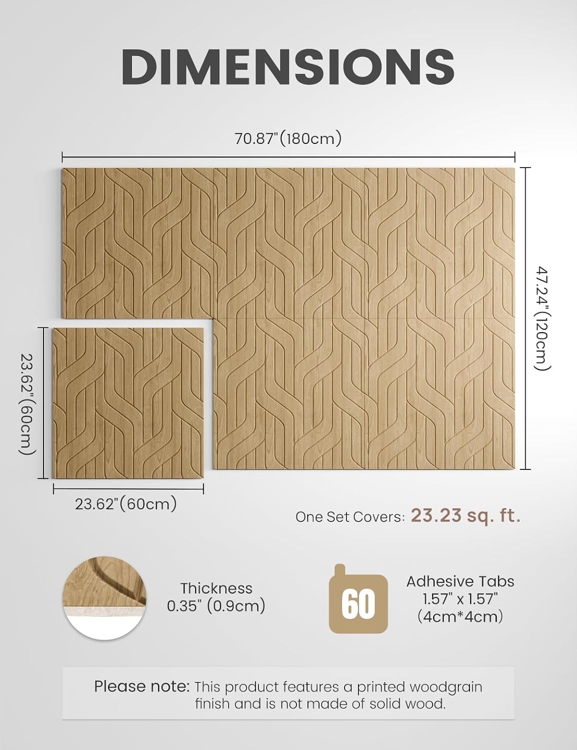 Fluxynara 6-Pack Large Felt Bulletin Board, Natural Oak Artistic