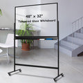 TSJ-OFFICE Rolling Clear-Glass Whiteboard on Wheels