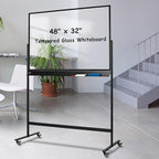 TSJ-OFFICE Rolling Clear-Glass Whiteboard on Wheels by TSJOFFICE
