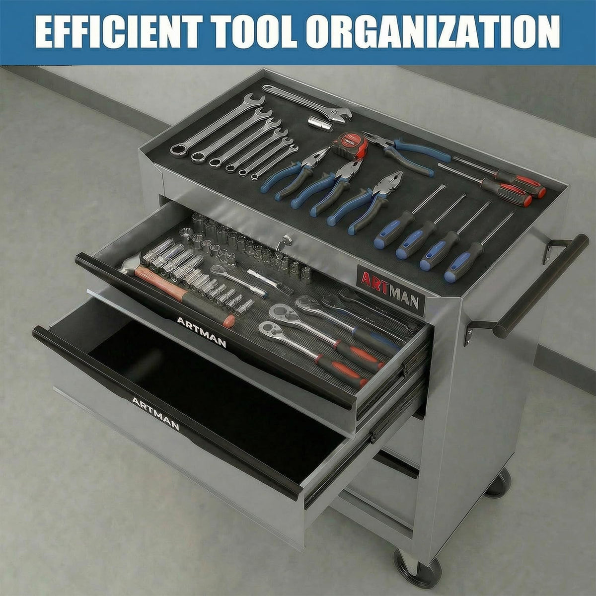 4-Drawer Rolling Tool Chest - Heavy Duty Tool Storage Cabinet with Lockable W...