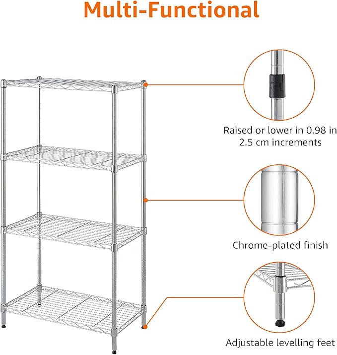 Amazon Basics 4-Shelf Adjustable, Storage Shelving Unit, Steel Organizer Wire - Image 7