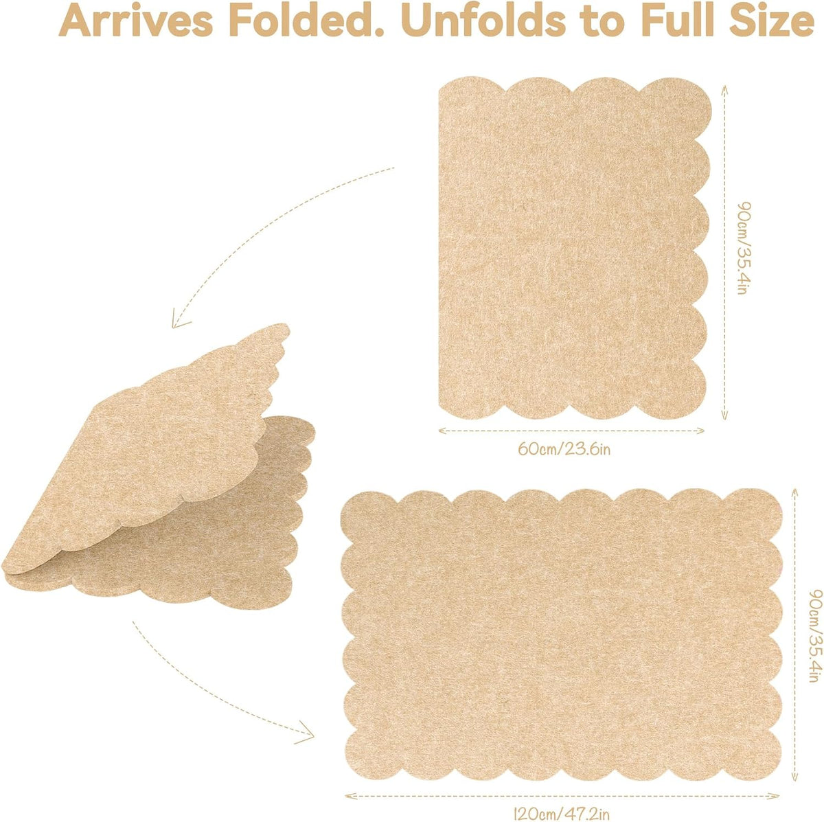 Scalloped Bulletin Board 48x36 inches, Decorative Felt Pin Board for Wall