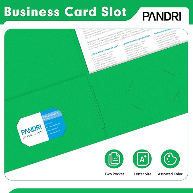 Two Pocket Folders, PANDRI 100 Pack 2 Pocket Folders, Letter Size Paper File - Image 5