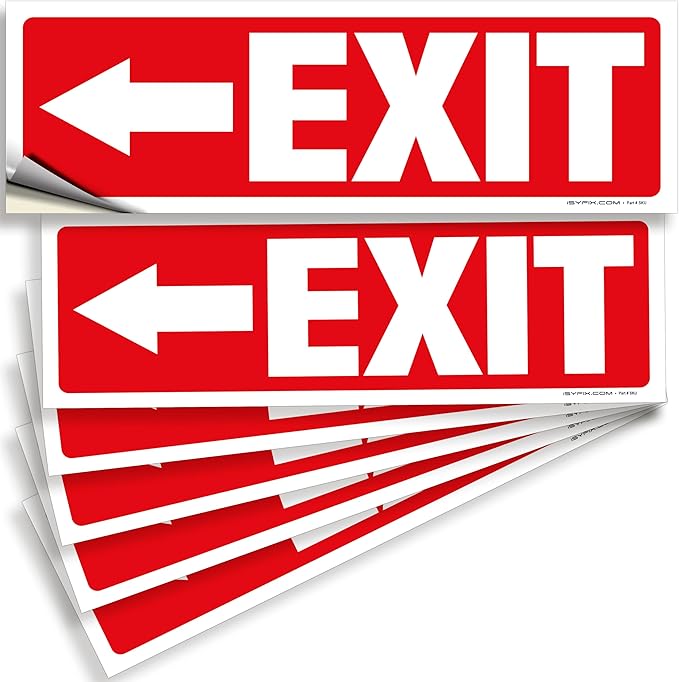 iSYFIX Exit Signs Stickers 6 Pack 12x4 Inch by iSYFIXPREMIUMSIGNS
