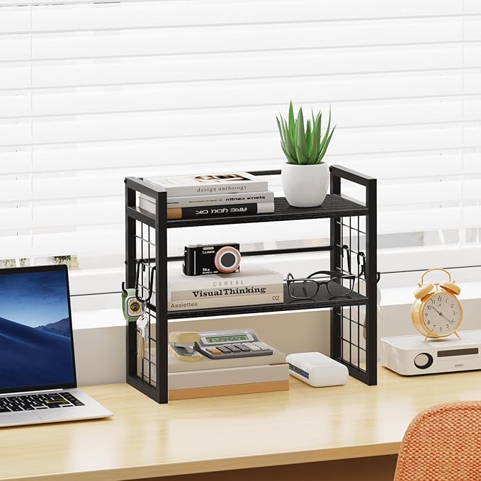 ELITEROO Desk Shelf Organizer, 2 Tier Desktop Bookshelf - Image 2