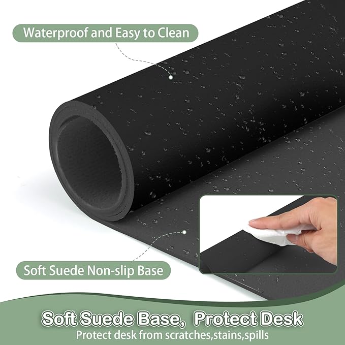 ‎Boutilon Leather Desk Pad Protector, Non-Slip Mouse Pad, Laptop Desk Pad - Image 4