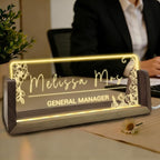 Desk Name Plate Personalized Custom Light Up Acrylic Plaque by YAEILOV