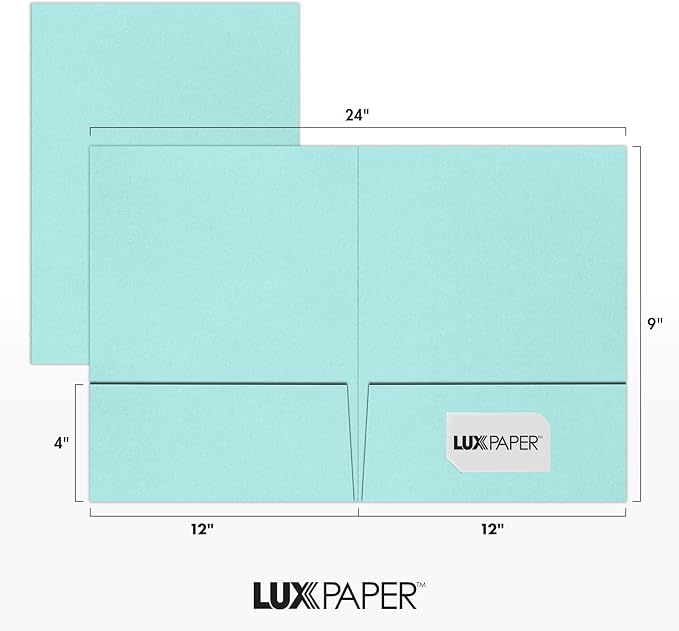 LUXPaper 9" x 12" Presentation Folders | Two Pocket | Seafoam Blue | 100lb. - Image 3