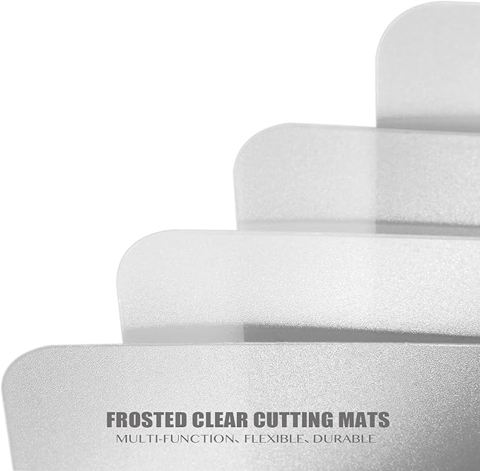 Fotouzy Plastic Cutting Board Set of 7, Frosted Clear Flexible Cutting Mats - Image 5