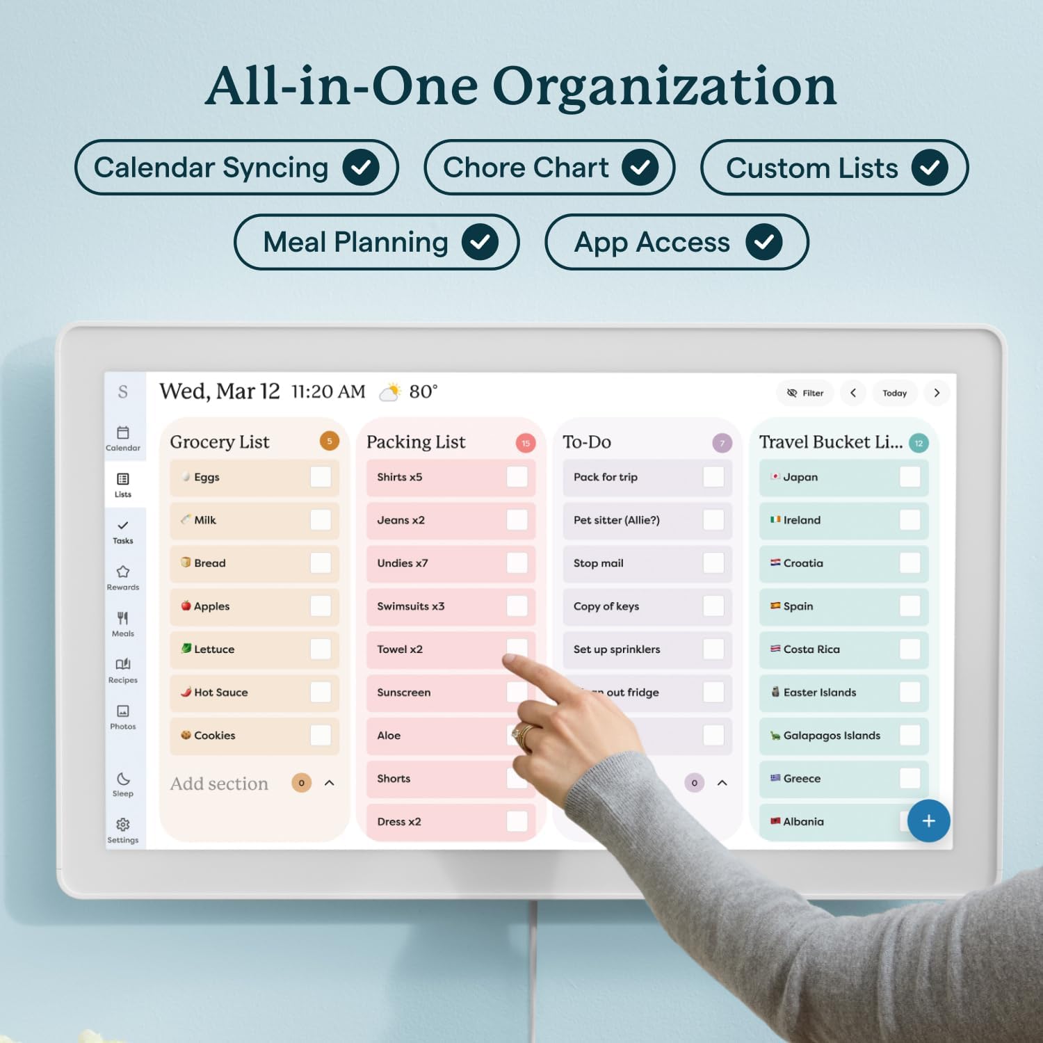 Skylight Calendar Max – 27" Digital Calendar & Chore Chart, Classic White | Family Organizer, HD Touchscreen Display, Wall Mountable, Portrait or Landscape, WiFi, Auto-Brightness
