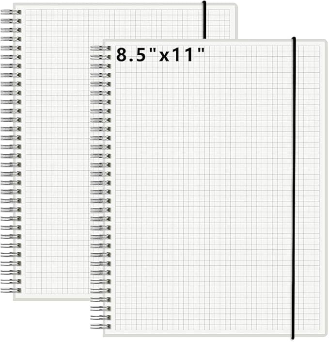 120 GSM Thick Paper Graph Spiral Notebooks 8.5" × 11" by WRENBENNOTEBOOK