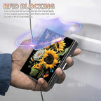 BWEGRHE Slim Credit Card Holder, Sunflowers Butterfly RFID Blocking Metal Wallet - Image 3