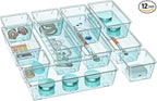 WOWBOX 12 Pack Clear Drawer Organizer Set, Acrylic Drawer Storage Trays by WOWBOX