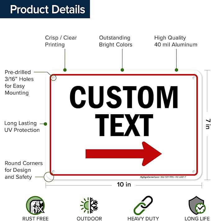 Custom Arrow, Custom Directional Sign, Right Arrow, 7x10 Inches, Rust Free .040 - Image 6