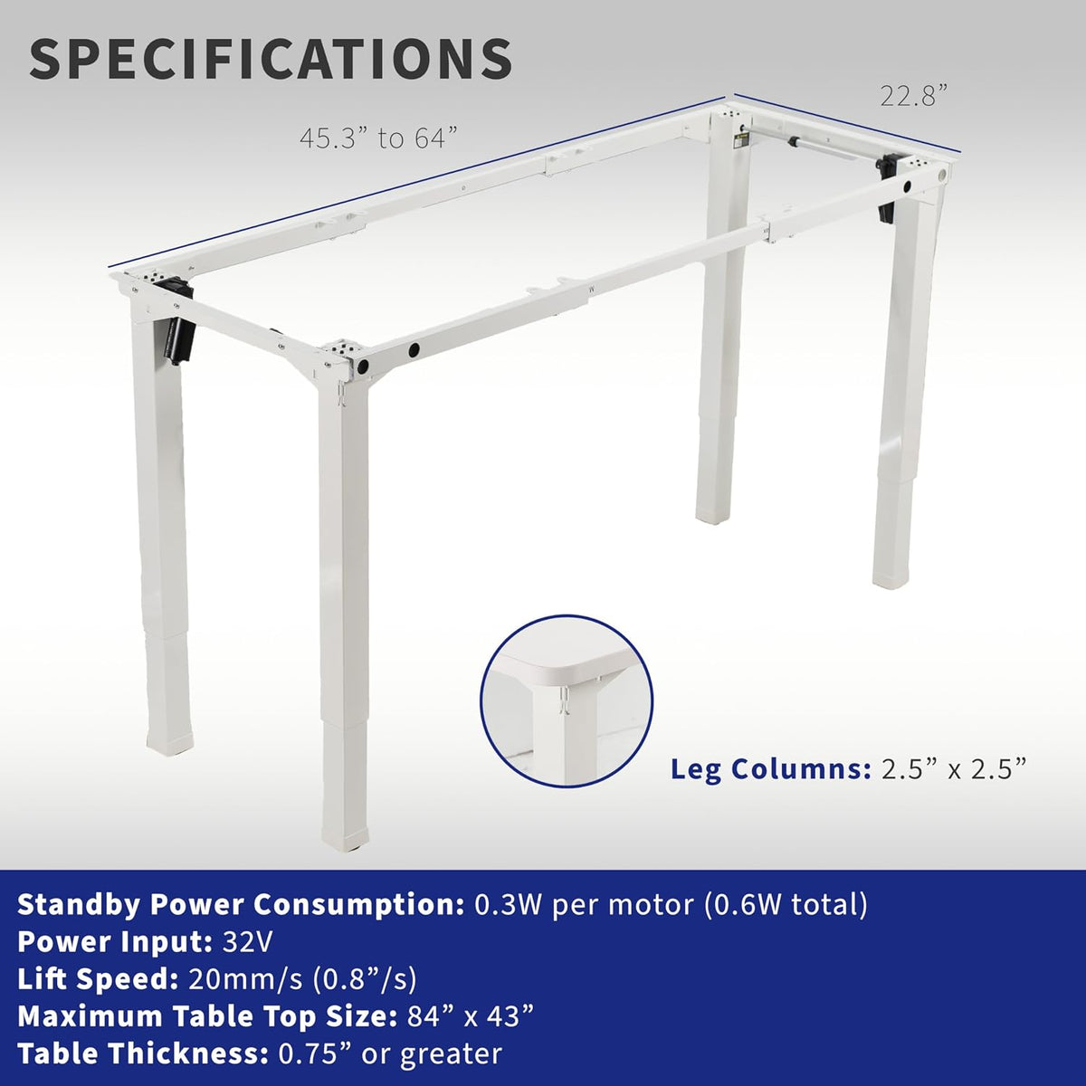 VIVO White 4-Leg Dual Motor Standing Desk Frame, DESK-E4W