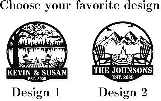 Personalized Mountain Campfire Sign, Custom Fire Pit & Campsite Decor, Metal - Image 2