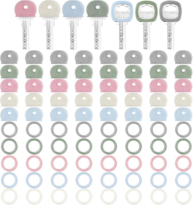 Blulu 80 Pieces 1Inch Colored Key Covers Caps Tags Covers Set Plastic Key Color by Blulu