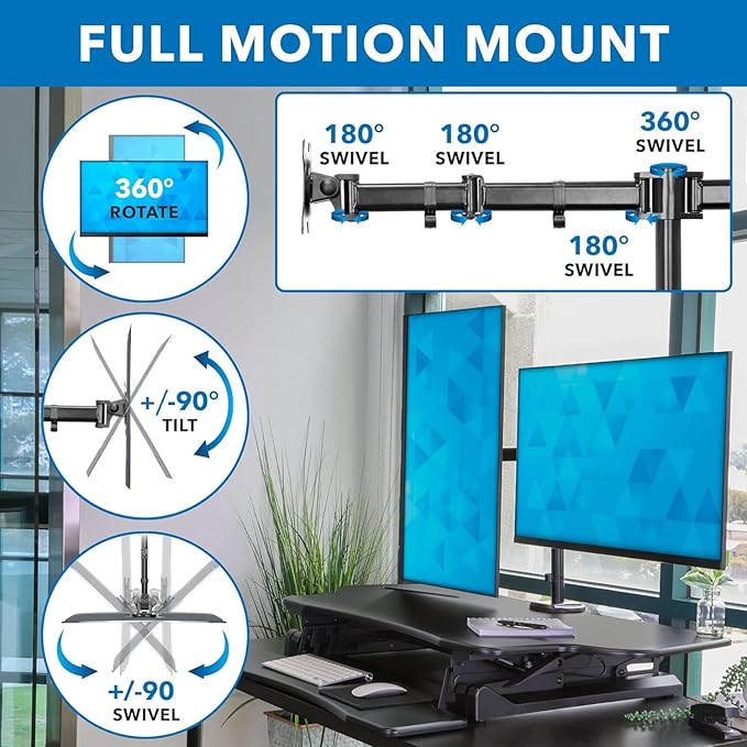 Mount-It! Standing Desk Converter Height Adjustable 47" Extra Large Wide Stand - Image 9
