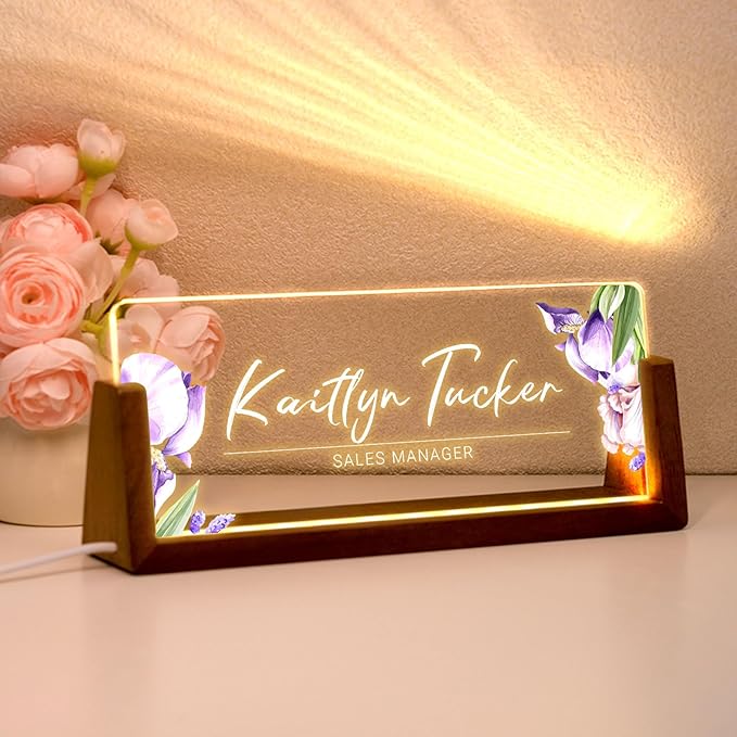 Desk Name Plate Personalized, Custom Office Light Up Name Plate by Ueedklaayy
