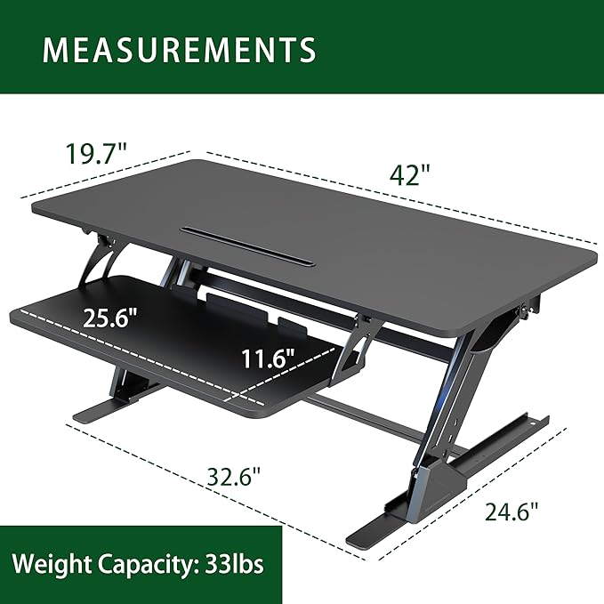 Lubvlook 42 inch Stand Up Desk Converter, Height Adjustable Sit Stand Desk Riser - Image 3