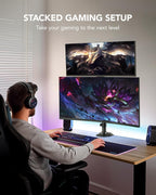 huanuo 17-32 inch dual monitor stand, stacked monitor showing dimensions