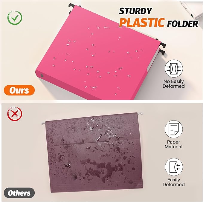 Shutex Extra Capacity Plastic Hanging File Folders, 12 Pack Reinforced - Image 2