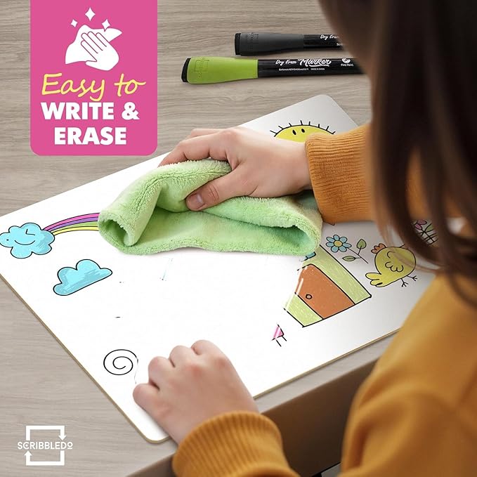Scribbledo 12 Small White Board Dry Erase Boards Classroom Pack Mini White - Image 9