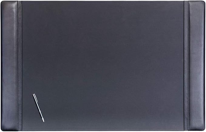Dacasso Black Leather 38" x 24" Side-Rail Desk Pad by Dacasso