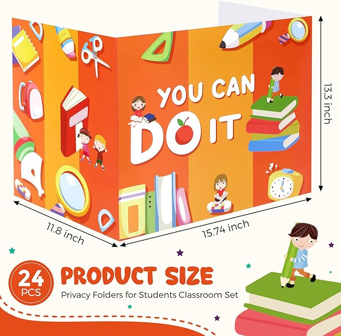 24 Pcs Privacy Boards for Student Desks Bright Colored Classroom Desk Divider - Image 2