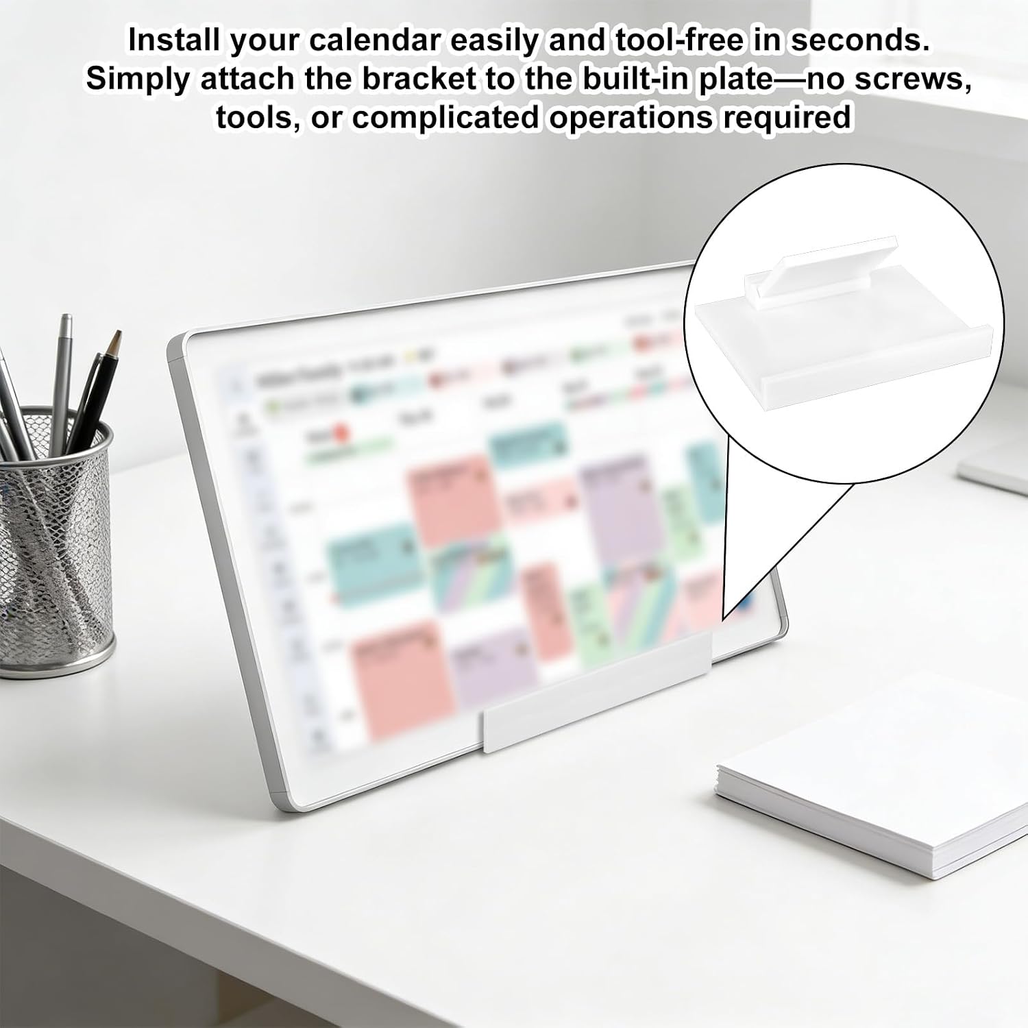 Desktop Stand for Calendar Max 27 Inch | Calendar 2 and 15 Inch (Gen 1) | Adjustable Desk Mount Holder with Pen Slot Stable Frame Base Tool-Free for Digital Display Accessory